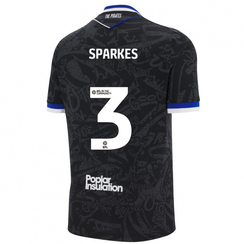 Danxen Børn Jack Sparkes #3 Sort Hvid Udebane Spillertrøjer 2025/26 Trøje T-Shirt