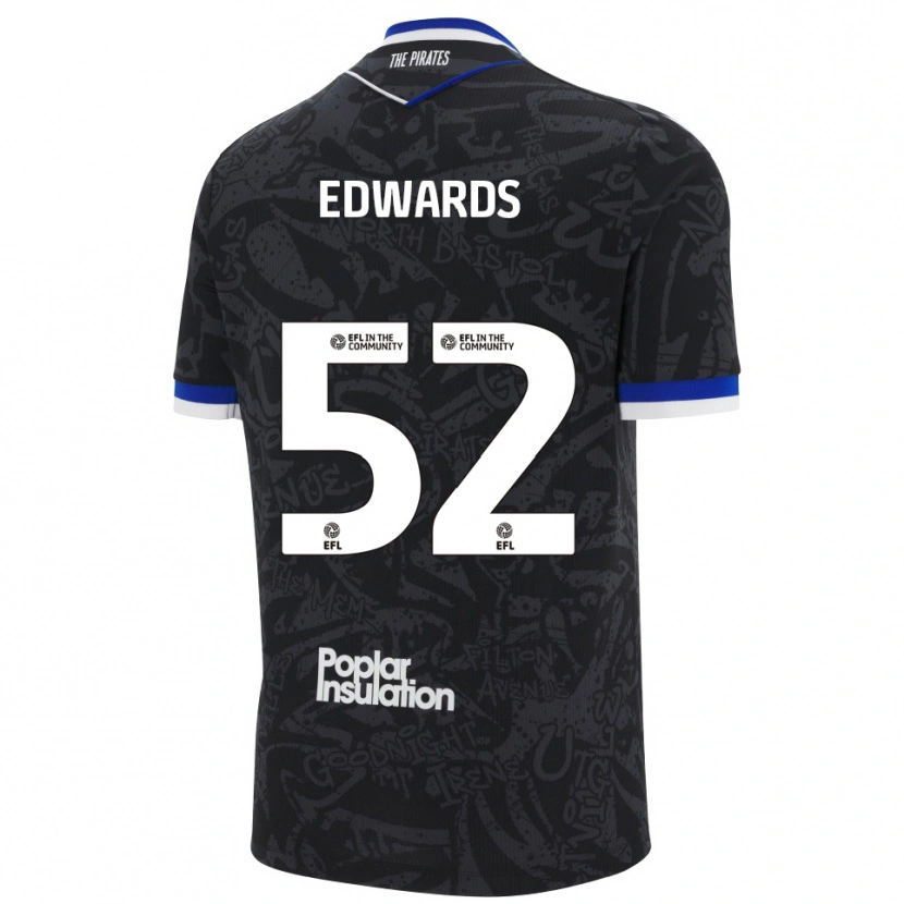 Danxen Børn Max Edwards #52 Sort Hvid Udebane Spillertrøjer 2025/26 Trøje T-Shirt