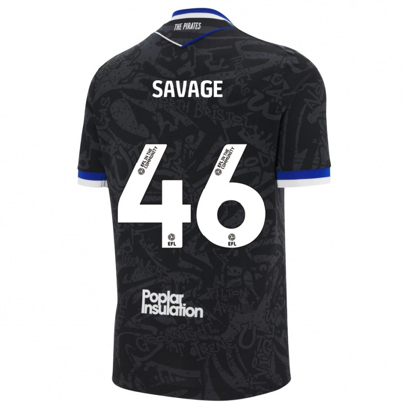 Danxen Børn Taelan Savage #46 Sort Hvid Udebane Spillertrøjer 2025/26 Trøje T-Shirt