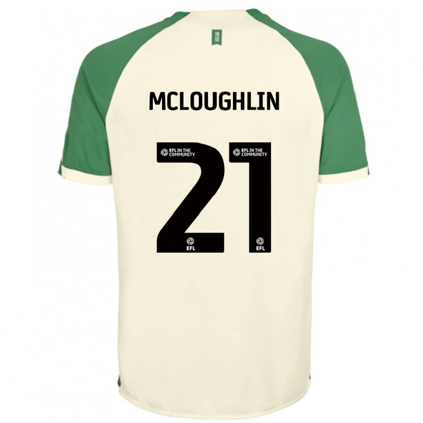 Danxen Børn Shane Mcloughlin #21 Off-White Grøn Udebane Spillertrøjer 2025/26 Trøje T-Shirt