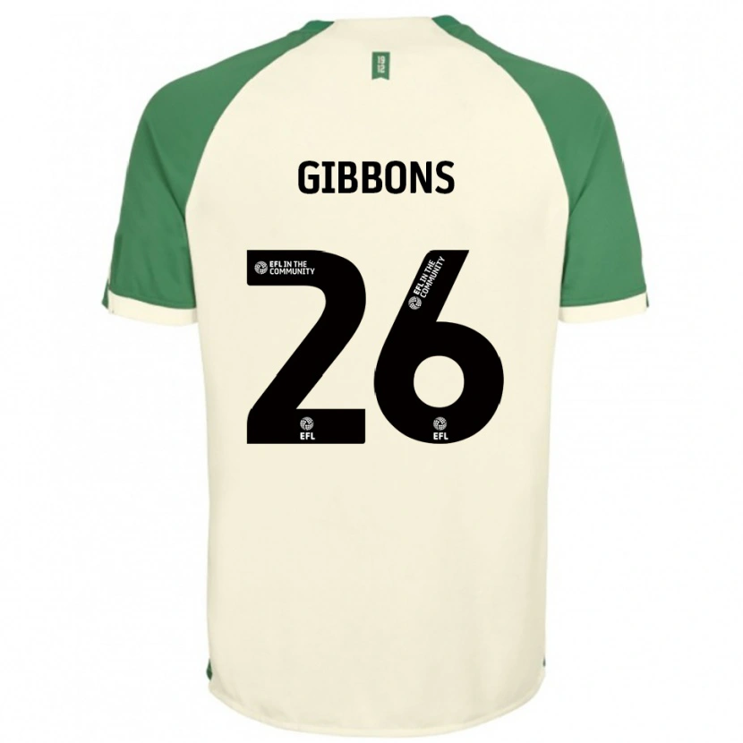 Danxen Børn James Gibbons #26 Off-White Grøn Udebane Spillertrøjer 2025/26 Trøje T-Shirt