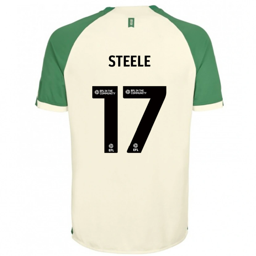 Danxen Børn Fran Steele #17 Off-White Grøn Udebane Spillertrøjer 2025/26 Trøje T-Shirt