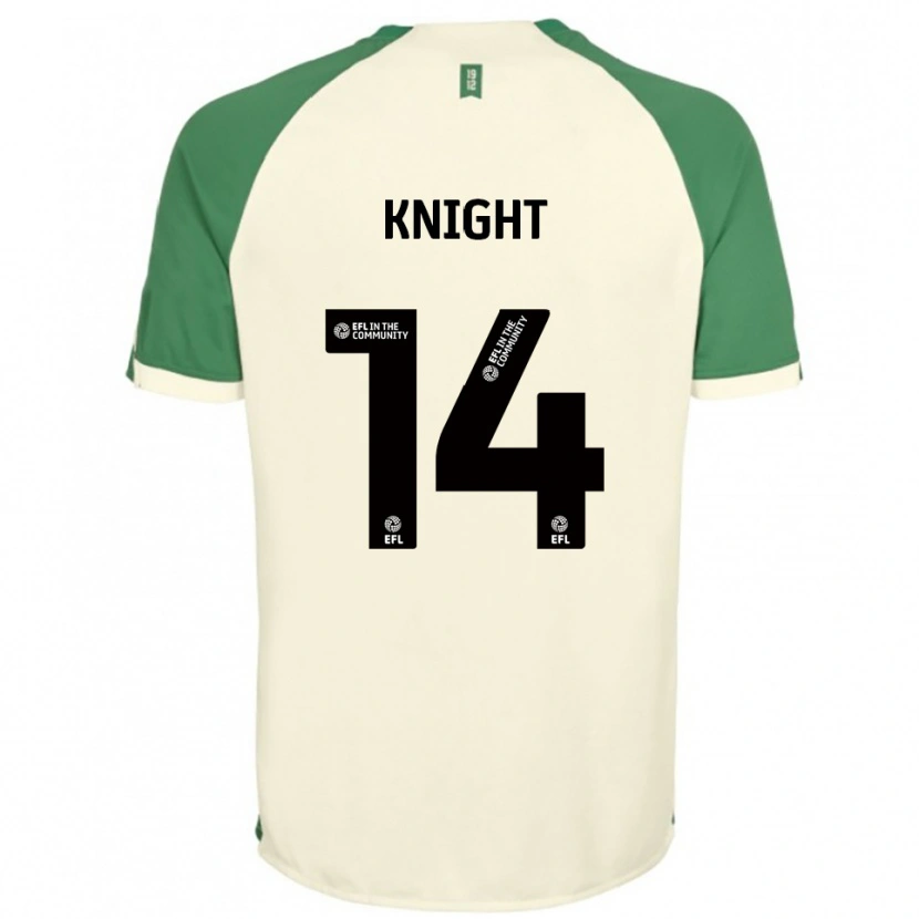 Danxen Børn Ben Knight #14 Off-White Grøn Udebane Spillertrøjer 2025/26 Trøje T-Shirt