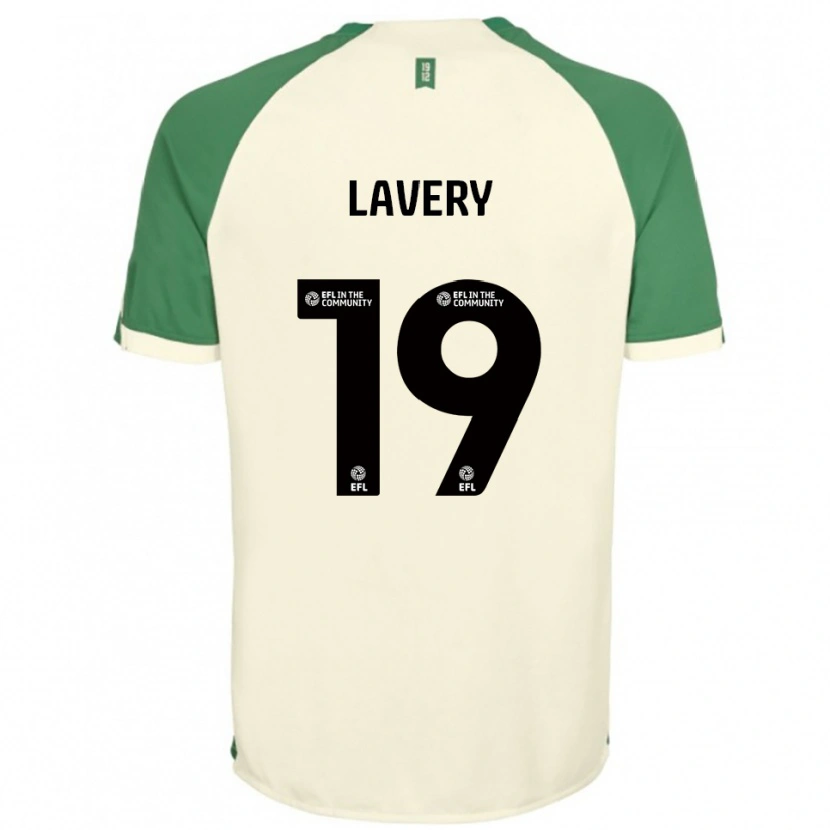 Danxen Børn Shayne Lavery #19 Off-White Grøn Udebane Spillertrøjer 2025/26 Trøje T-Shirt
