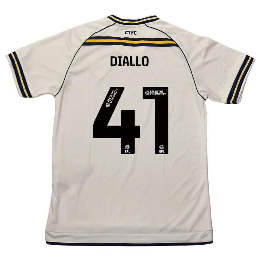 Danxen Børn Mamadou Diallo #41 Hvid Marineblå Udebane Spillertrøjer 2025/26 Trøje T-Shirt
