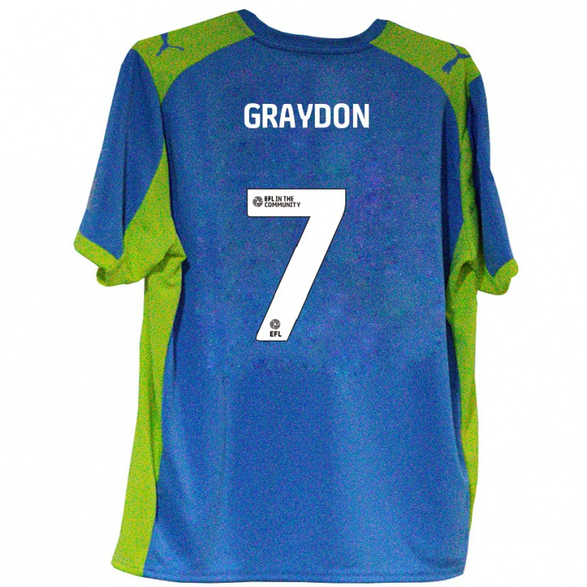 Danxen Børn Ryan Graydon #7 Lyseblå Gul Udebane Spillertrøjer 2025/26 Trøje T-Shirt