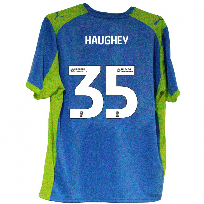 Danxen Børn Conor Haughey #35 Lyseblå Gul Udebane Spillertrøjer 2025/26 Trøje T-Shirt