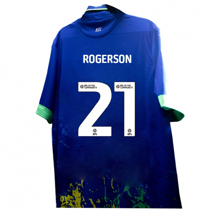 Danxen Børn James Rogerson #21 Blå Gul Udebane Spillertrøjer 2025/26 Trøje T-Shirt