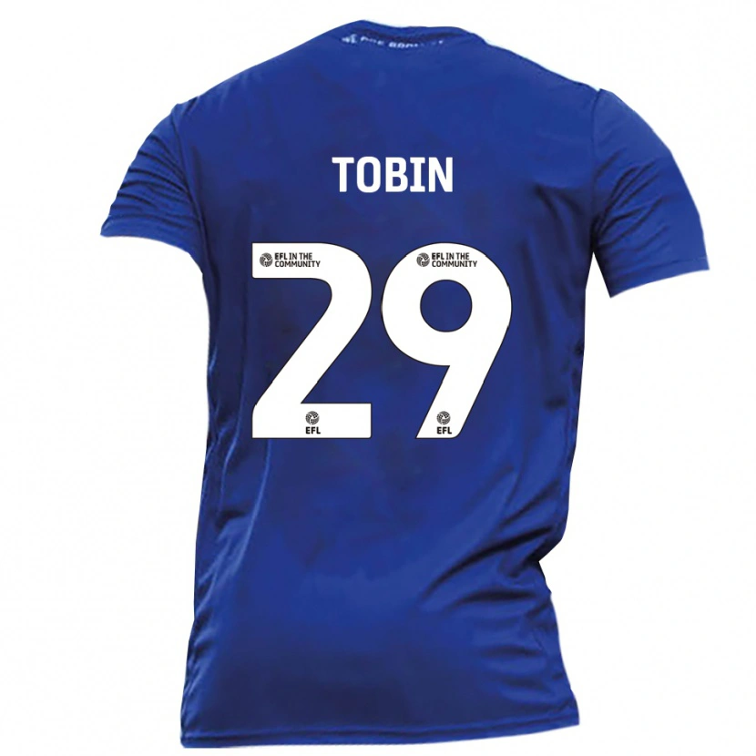 Danxen Børn Josh Tobin #29 Blå Hvid Udebane Spillertrøjer 2025/26 Trøje T-Shirt