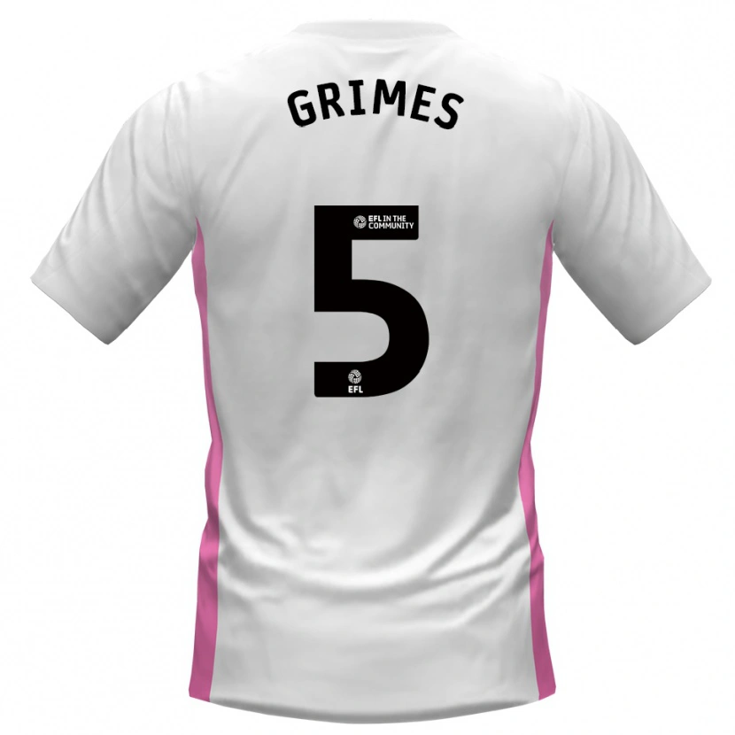 Danxen Børn Jamie Grimes #5 Hvid Rød Udebane Spillertrøjer 2025/26 Trøje T-Shirt
