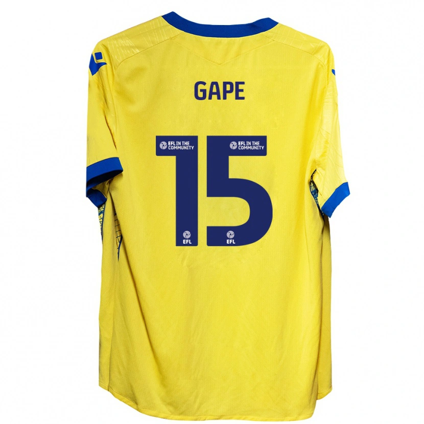 Danxen Børn Dominic Gape #15 Gul Blå Udebane Spillertrøjer 2025/26 Trøje T-Shirt