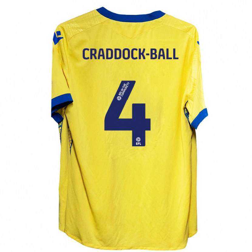 Danxen Børn Cassie Craddock-Ball #4 Gul Blå Udebane Spillertrøjer 2025/26 Trøje T-Shirt