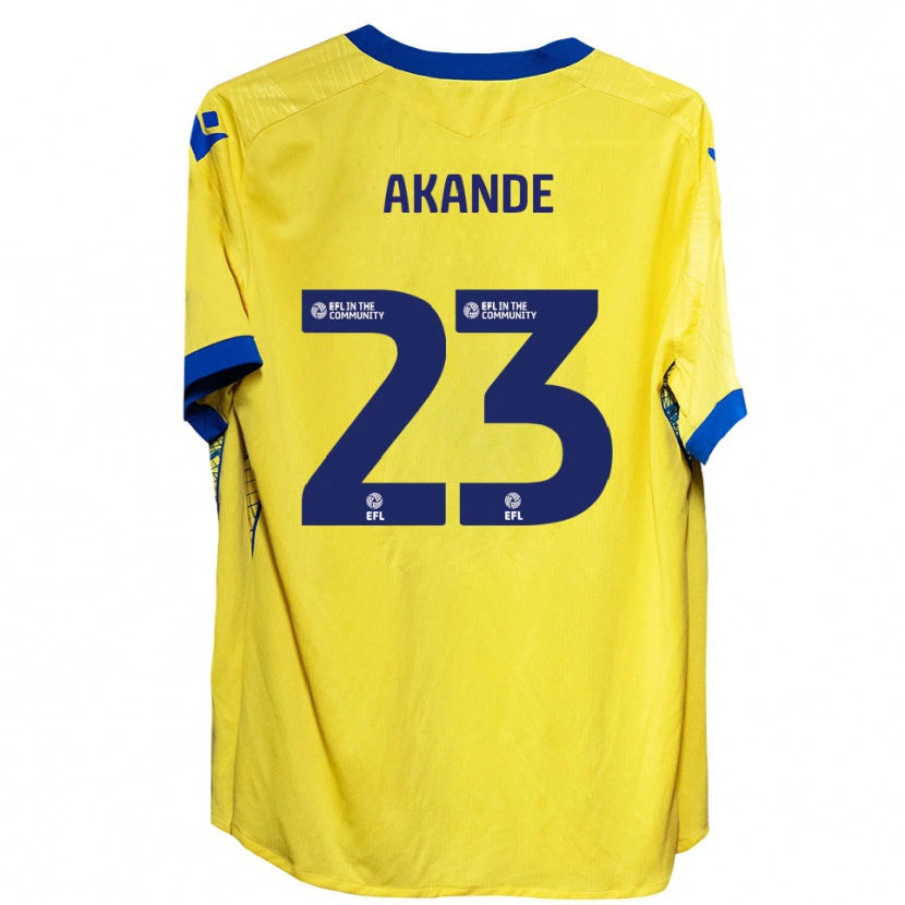 Danxen Børn Adrian Akande #23 Gul Blå Udebane Spillertrøjer 2025/26 Trøje T-Shirt