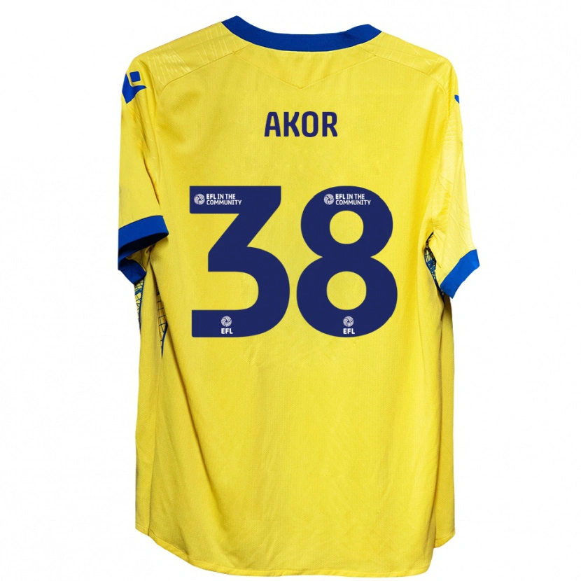 Danxen Børn Elkanah Akor #38 Gul Blå Udebane Spillertrøjer 2025/26 Trøje T-Shirt