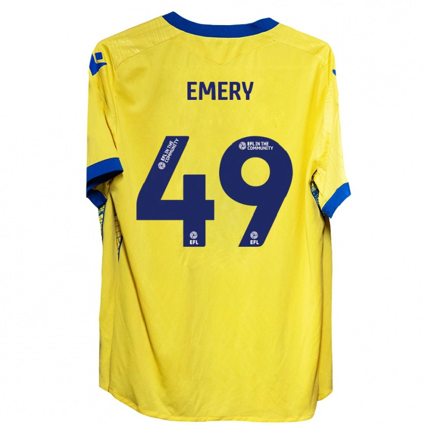 Danxen Børn Lennox Emery #49 Gul Blå Udebane Spillertrøjer 2025/26 Trøje T-Shirt