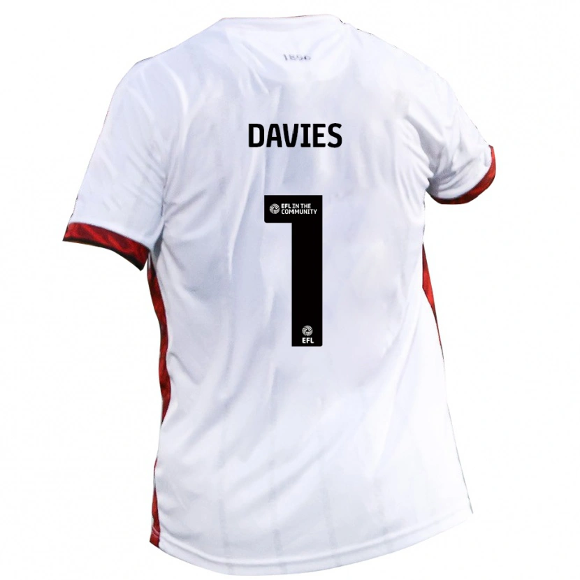 Danxen Børn Harvey Davies #1 Hvid Rød Sort Udebane Spillertrøjer 2025/26 Trøje T-Shirt
