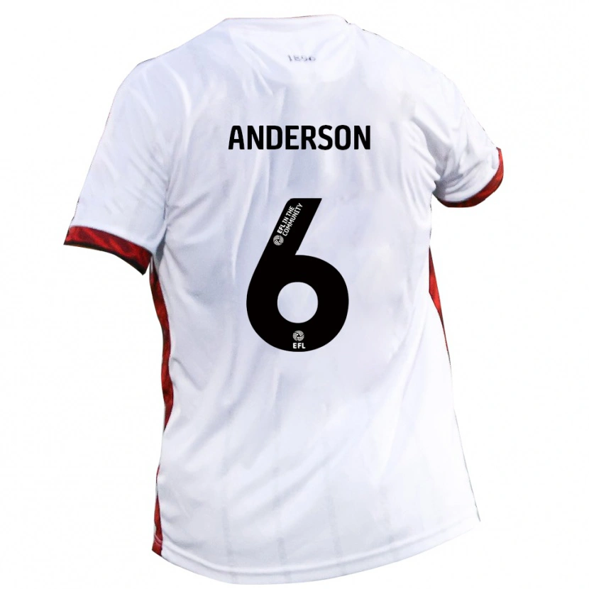 Danxen Børn Max Anderson #6 Hvid Rød Sort Udebane Spillertrøjer 2025/26 Trøje T-Shirt