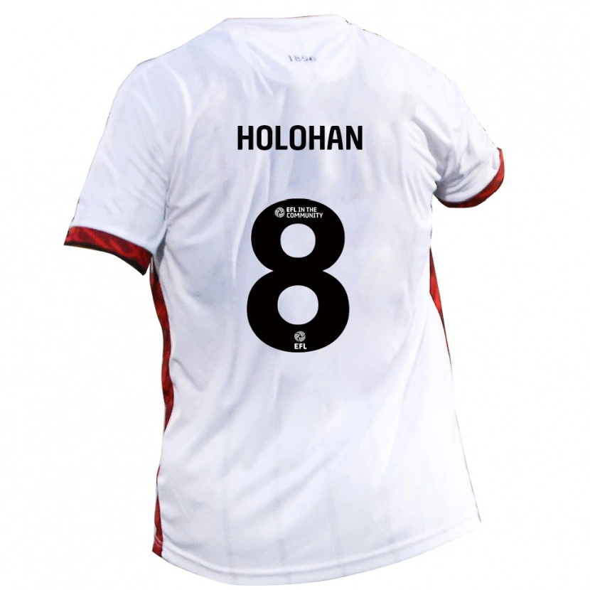 Danxen Børn Gavan Holohan #8 Hvid Rød Sort Udebane Spillertrøjer 2025/26 Trøje T-Shirt