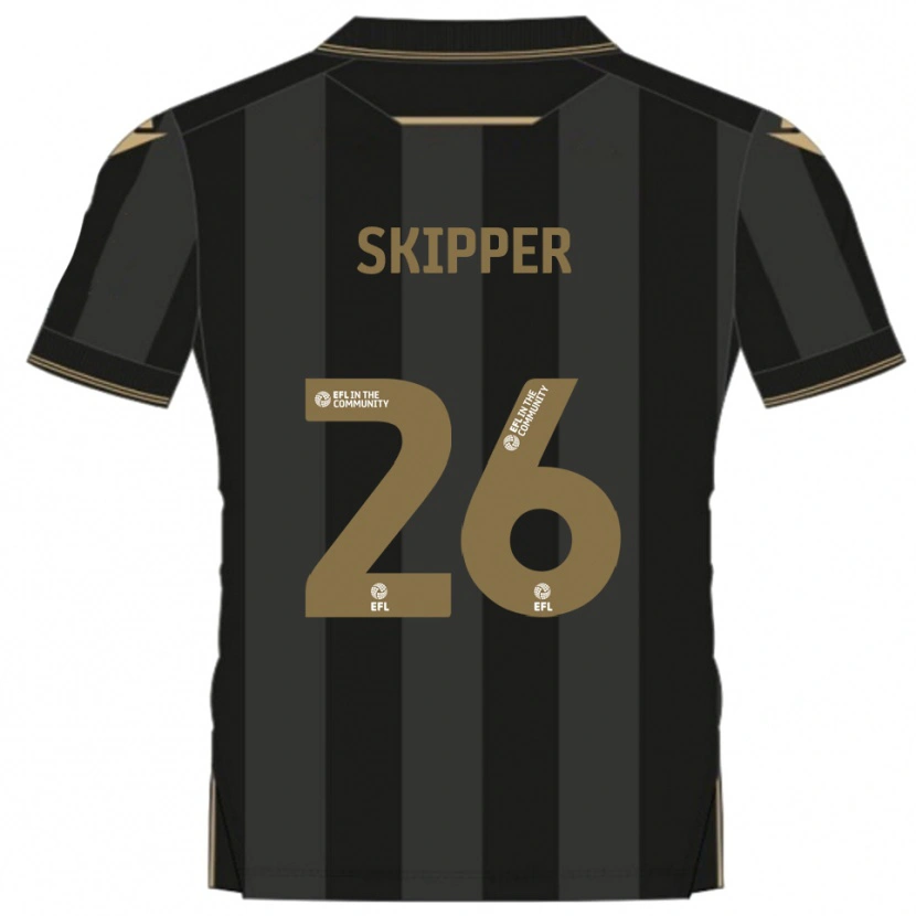 Danxen Børn Stanley Skipper #26 Sort Guld Udebane Spillertrøjer 2025/26 Trøje T-Shirt