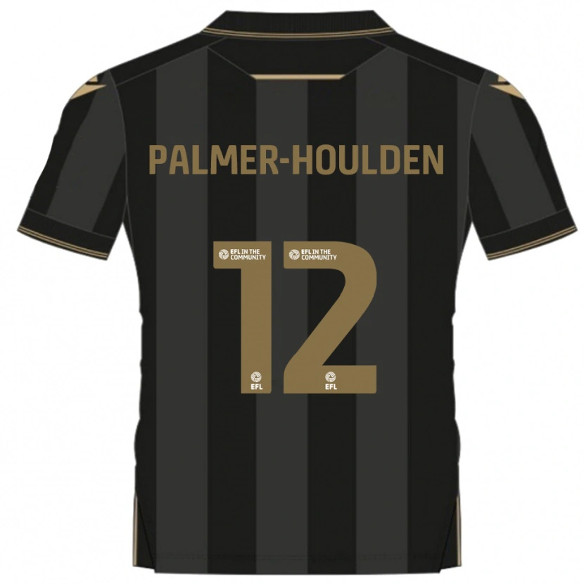 Danxen Børn Seb Palmer-Houlden #12 Sort Guld Udebane Spillertrøjer 2025/26 Trøje T-Shirt