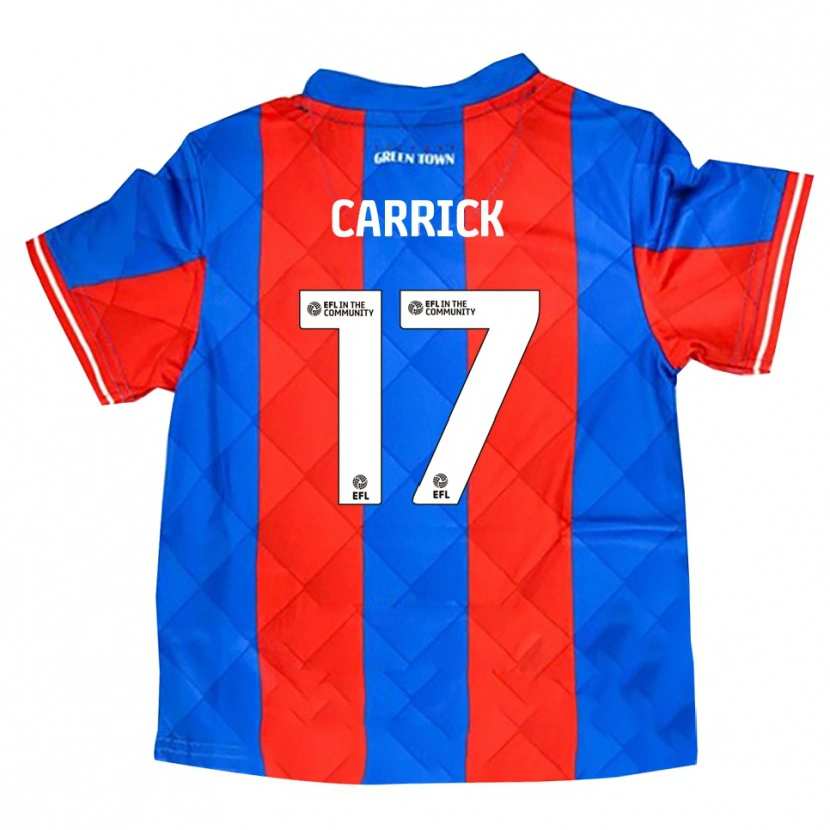 Danxen Børn Charlie Carrick #17 Blå Rød Hvid Udebane Spillertrøjer 2025/26 Trøje T-Shirt