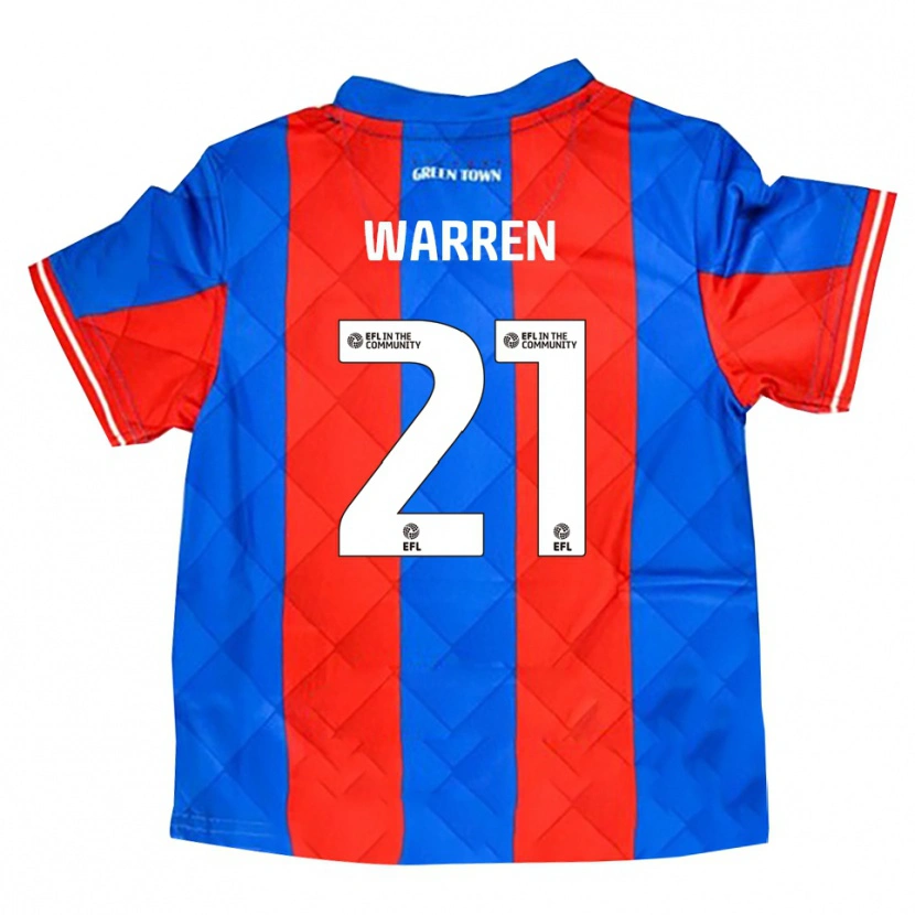 Danxen Børn Tyrell Warren #21 Blå Rød Hvid Udebane Spillertrøjer 2025/26 Trøje T-Shirt