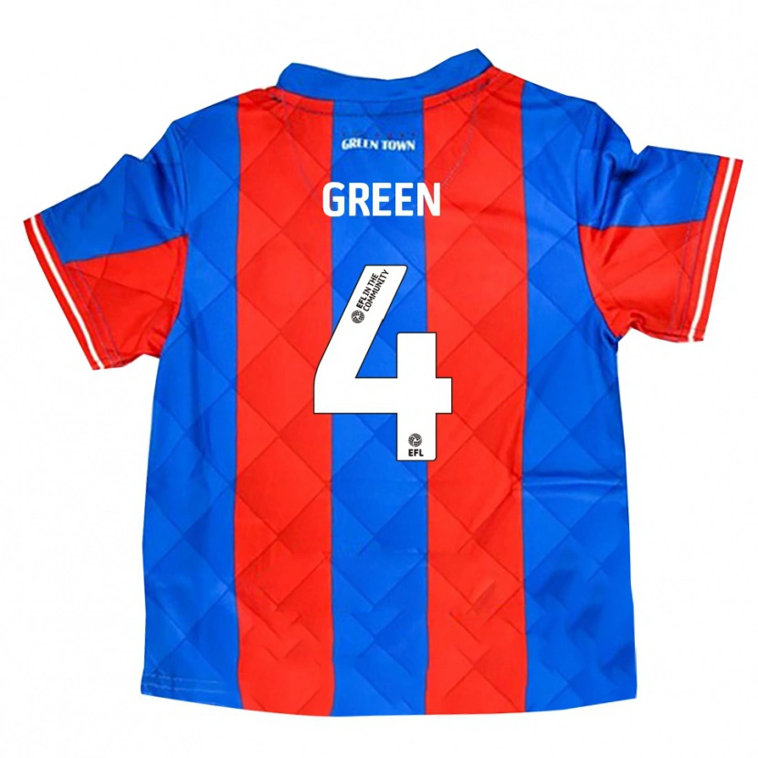 Danxen Børn Kieran Green #4 Blå Rød Hvid Udebane Spillertrøjer 2025/26 Trøje T-Shirt