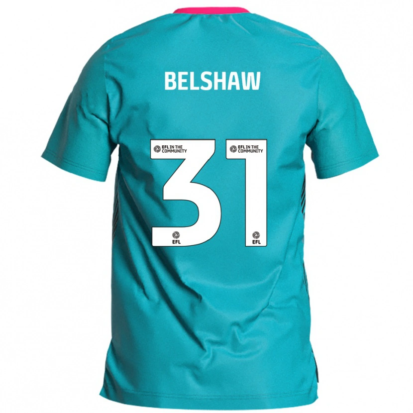Danxen Børn James Belshaw #31 Lyseblå Pink Udebane Spillertrøjer 2025/26 Trøje T-Shirt