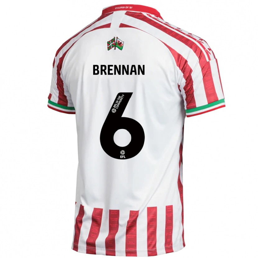 Danxen Børn Ciaran Brennan #6 Rød Hvid Udebane Spillertrøjer 2025/26 Trøje T-Shirt