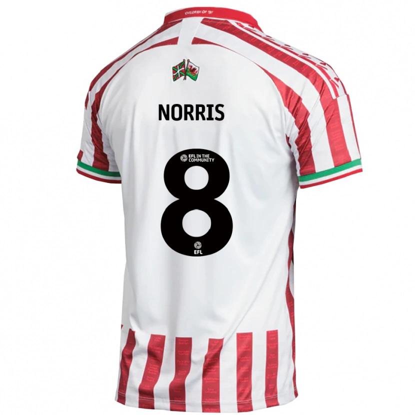 Danxen Børn Jac Norris #8 Rød Hvid Udebane Spillertrøjer 2025/26 Trøje T-Shirt