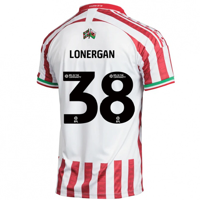 Danxen Børn Riley Lonergan #38 Rød Hvid Udebane Spillertrøjer 2025/26 Trøje T-Shirt