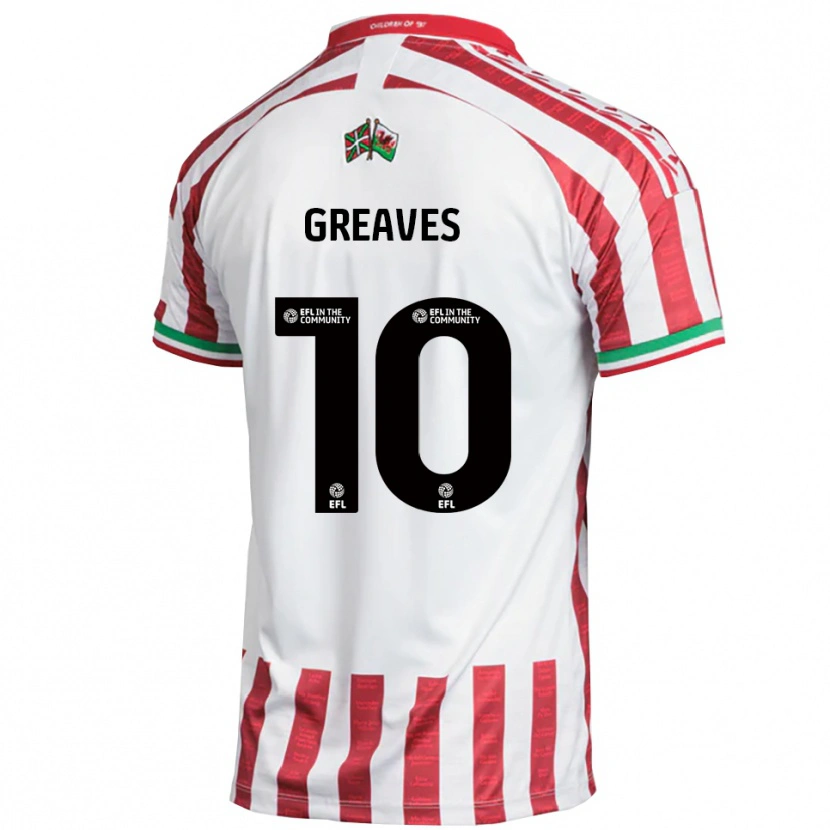 Danxen Børn Oliver Greaves #10 Rød Hvid Udebane Spillertrøjer 2025/26 Trøje T-Shirt