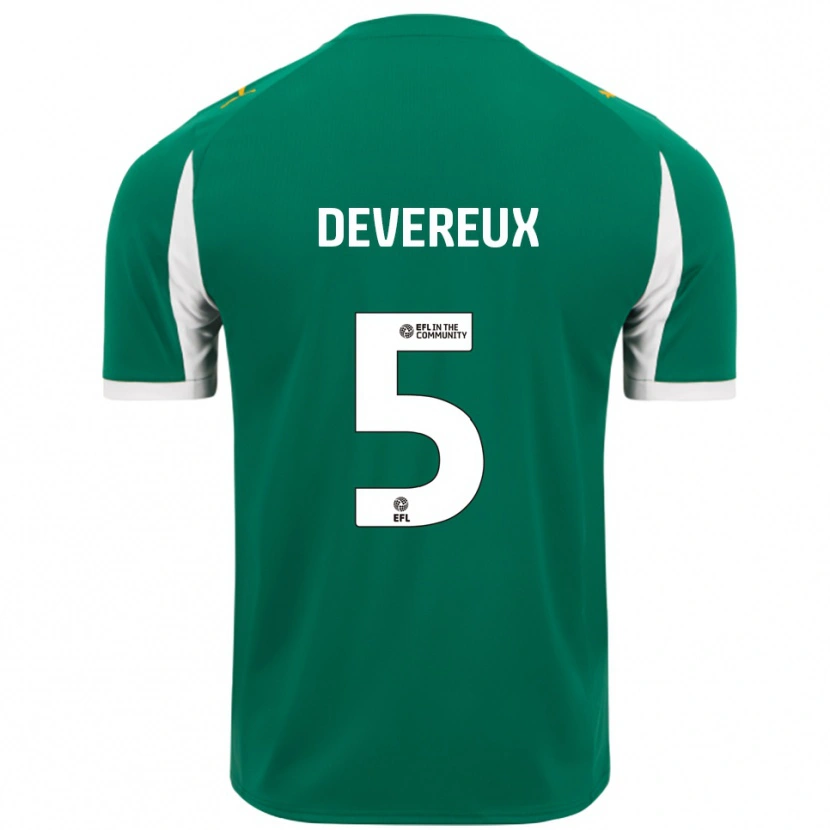 Danxen Børn Frankie Devereux #5 Grøn Hvid Udebane Spillertrøjer 2025/26 Trøje T-Shirt