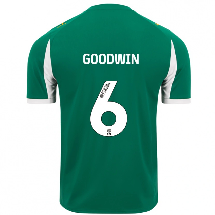 Danxen Børn Alfie Goodwin #6 Grøn Hvid Udebane Spillertrøjer 2025/26 Trøje T-Shirt