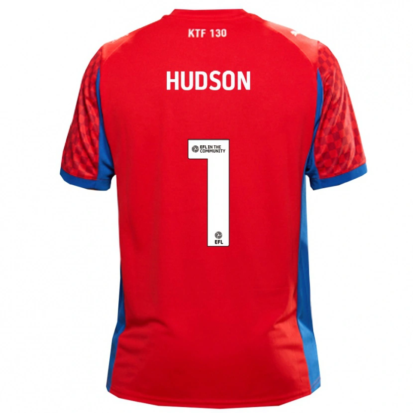 Danxen Børn Mathew Hudson #1 Rød Blå Udebane Spillertrøjer 2025/26 Trøje T-Shirt