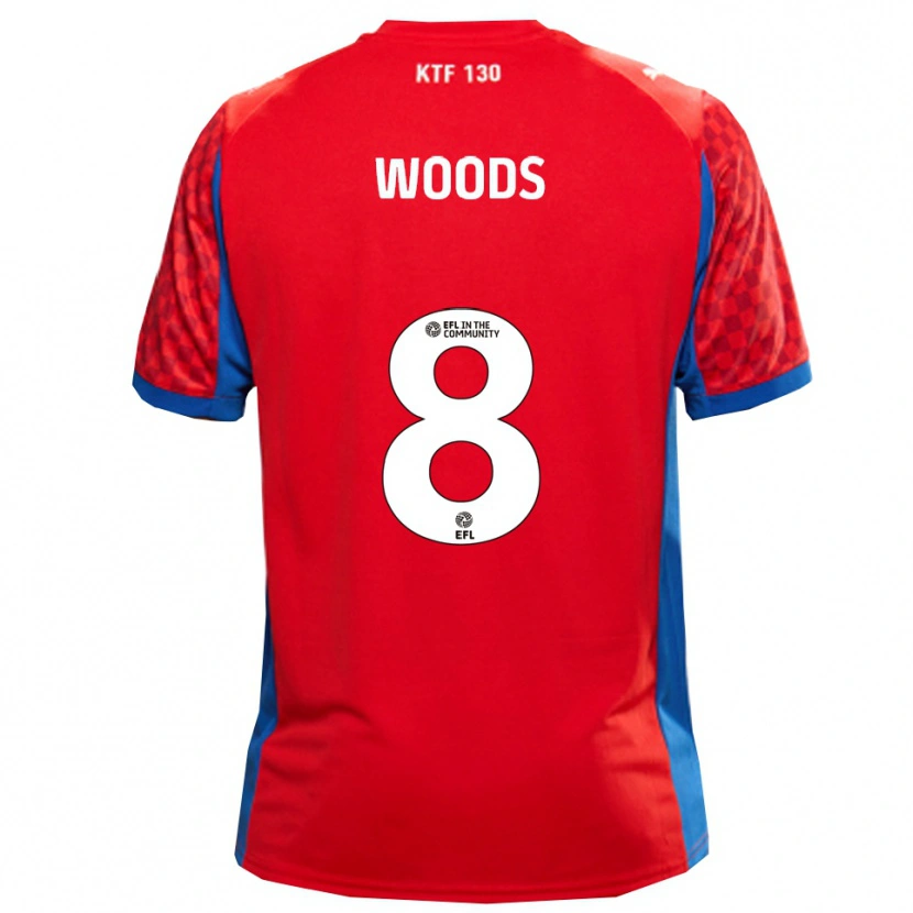 Danxen Børn Ryan Woods #8 Rød Blå Udebane Spillertrøjer 2025/26 Trøje T-Shirt