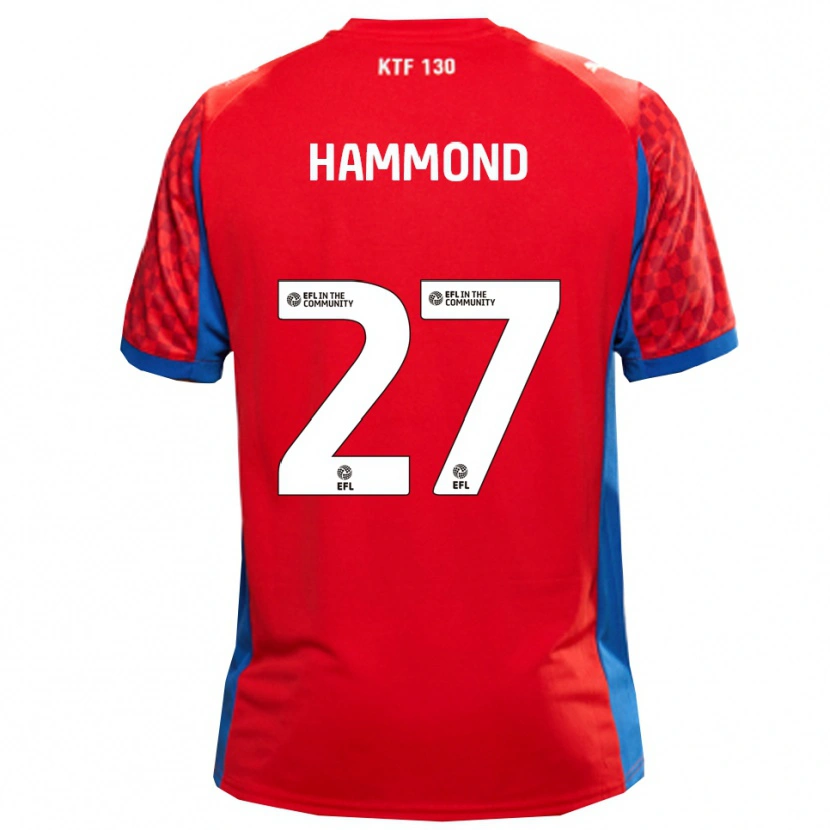 Danxen Børn Oliver Hammond #27 Rød Blå Udebane Spillertrøjer 2025/26 Trøje T-Shirt