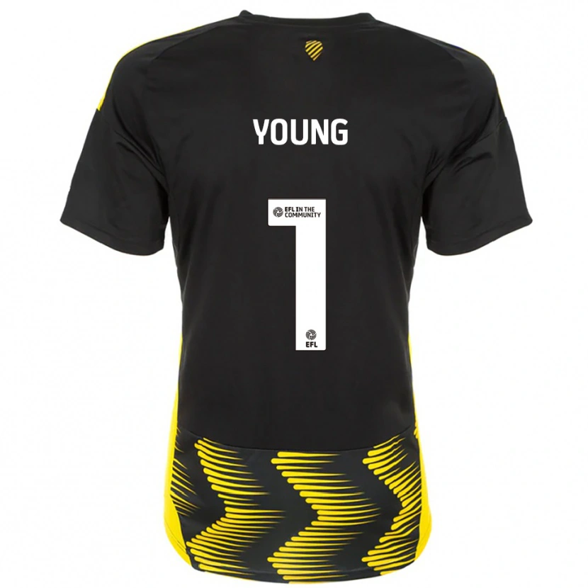 Danxen Børn Matthew Young #1 Sort Gul Udebane Spillertrøjer 2025/26 Trøje T-Shirt