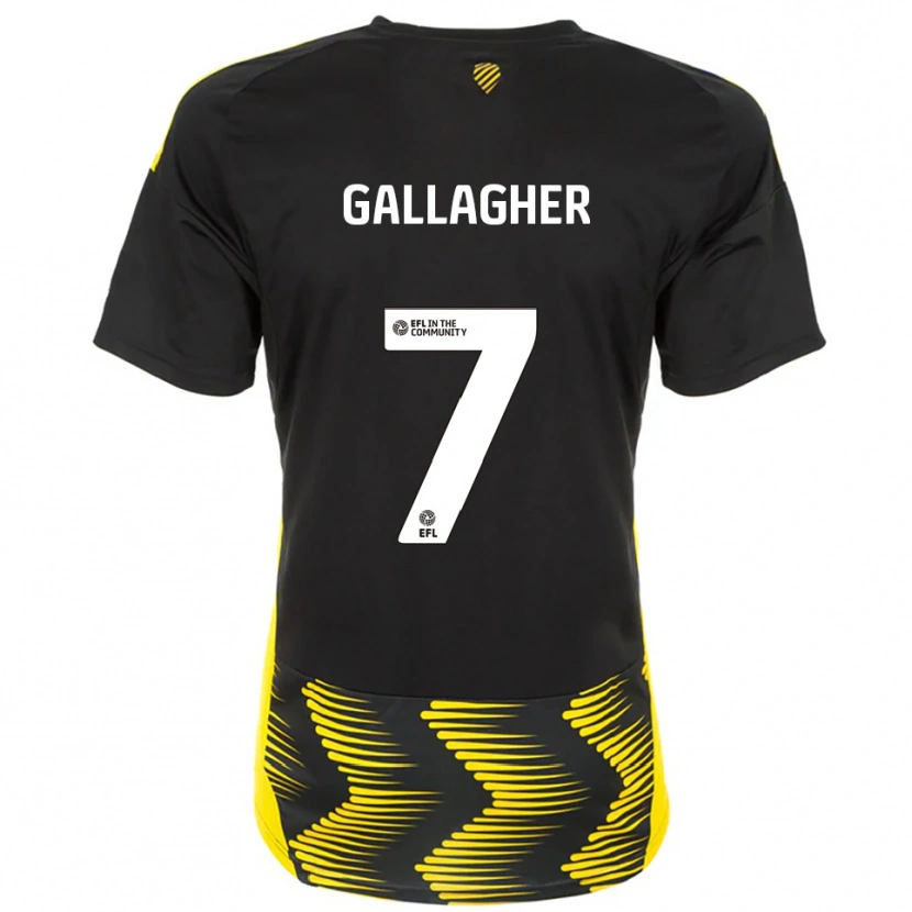 Danxen Børn Tamzin Gallagher #7 Sort Gul Udebane Spillertrøjer 2025/26 Trøje T-Shirt