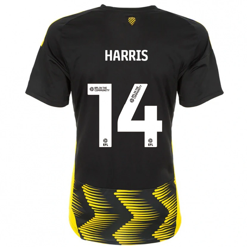 Danxen Børn Kadeem Harris #14 Sort Gul Udebane Spillertrøjer 2025/26 Trøje T-Shirt