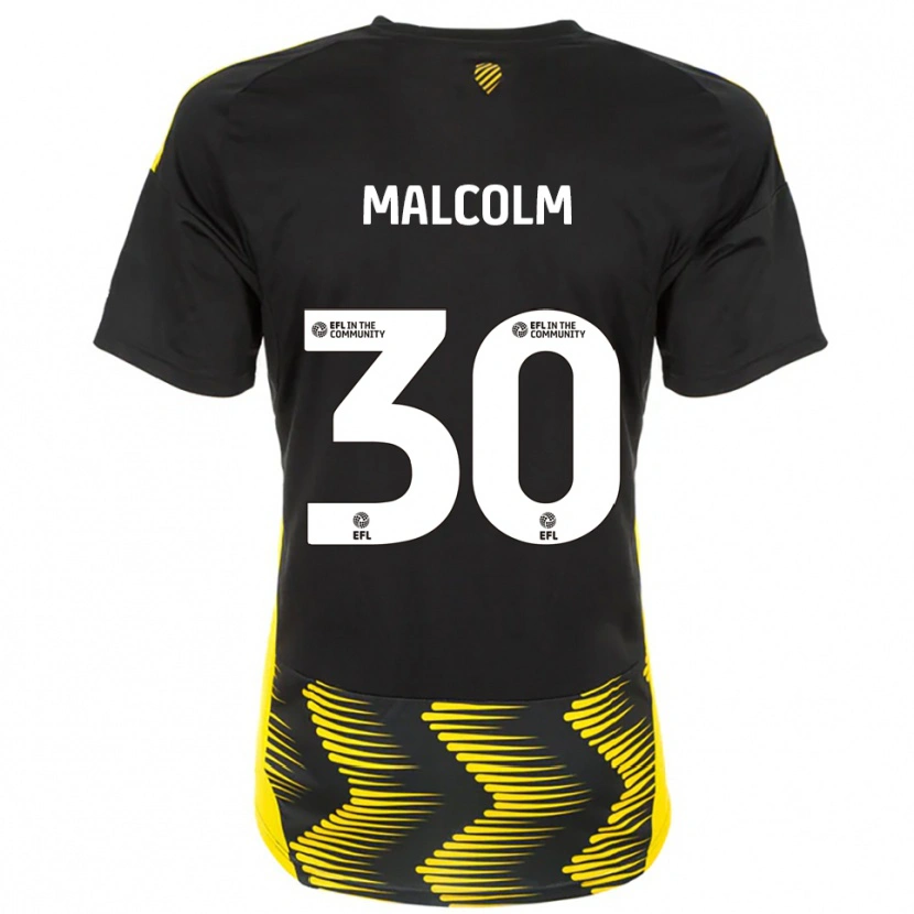 Danxen Børn Kyrell Malcolm #30 Sort Gul Udebane Spillertrøjer 2025/26 Trøje T-Shirt