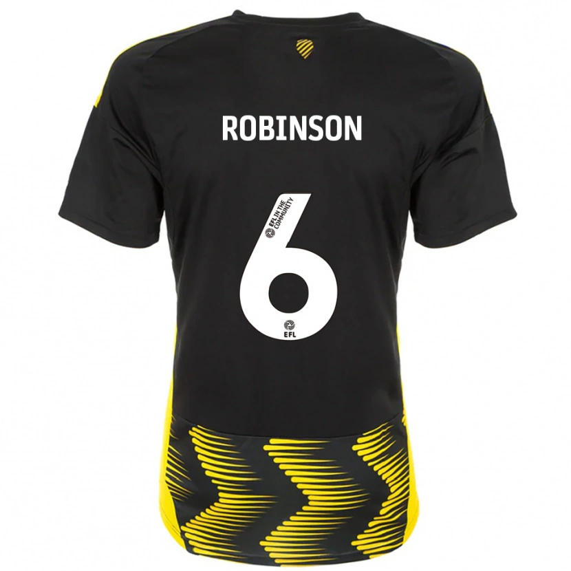 Danxen Børn Lily Robinson #6 Sort Gul Udebane Spillertrøjer 2025/26 Trøje T-Shirt