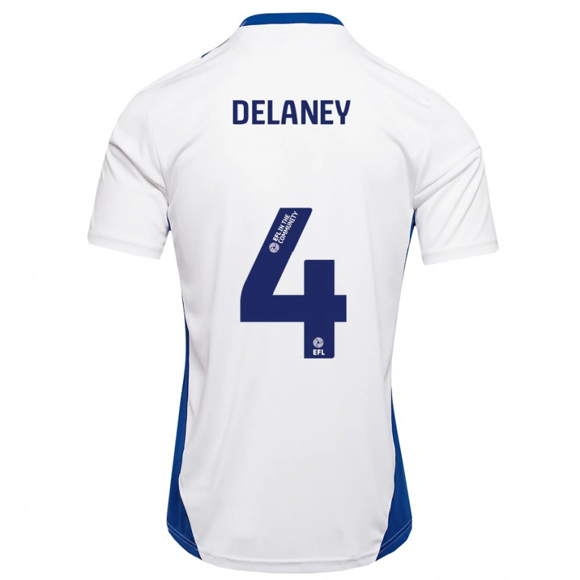 Danxen Børn Ryan Delaney #4 Hvid Blå Udebane Spillertrøjer 2025/26 Trøje T-Shirt