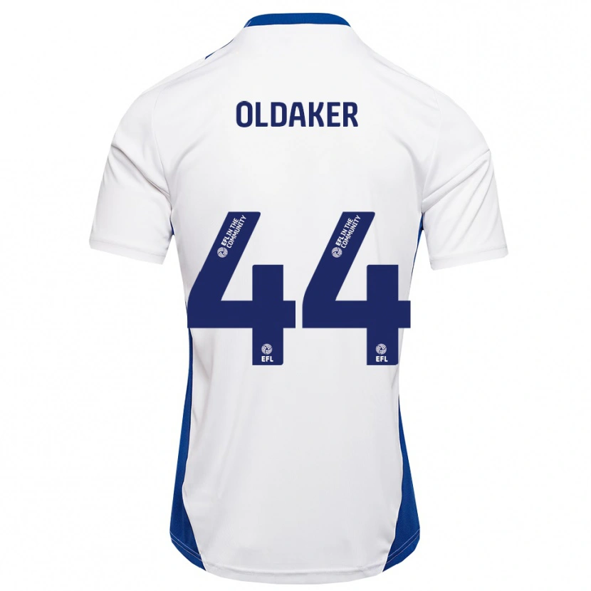 Danxen Børn Darren Oldaker #44 Hvid Blå Udebane Spillertrøjer 2025/26 Trøje T-Shirt