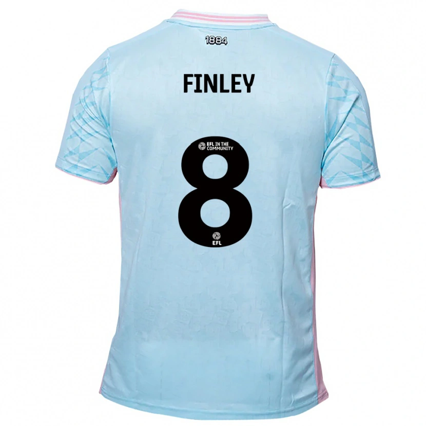 Danxen Børn Sam Finley #8 Lyseblå Pink Udebane Spillertrøjer 2025/26 Trøje T-Shirt