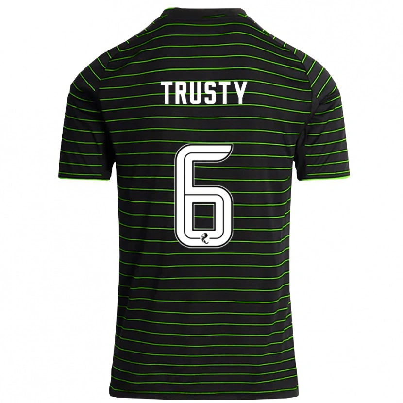 Danxen Børn Auston Trusty #6 Sort Grøn Udebane Spillertrøjer 2025/26 Trøje T-Shirt