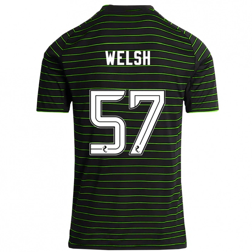 Danxen Børn Stephen Welsh #57 Sort Grøn Udebane Spillertrøjer 2025/26 Trøje T-Shirt