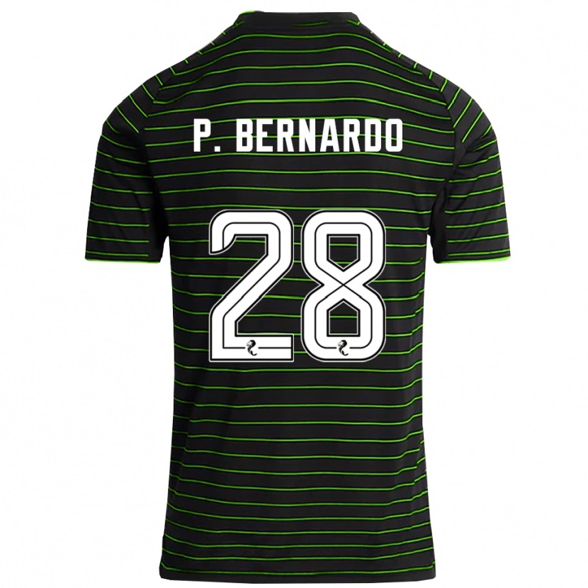 Danxen Børn Paulo Bernardo #28 Sort Grøn Udebane Spillertrøjer 2025/26 Trøje T-Shirt