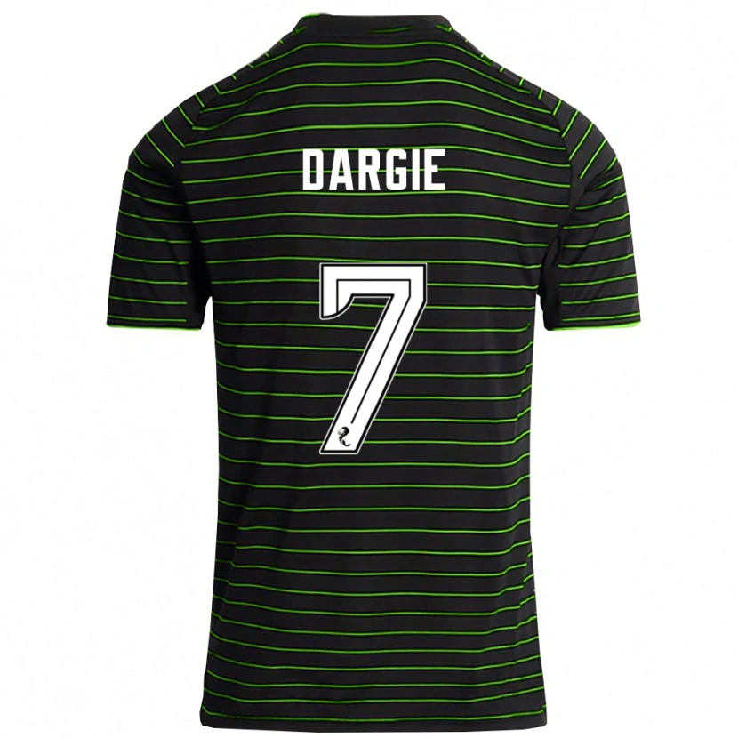 Danxen Børn Rhys Dargie #7 Sort Grøn Udebane Spillertrøjer 2025/26 Trøje T-Shirt