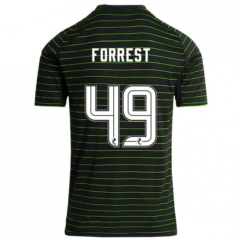 Danxen Børn James Forrest #49 Sort Grøn Udebane Spillertrøjer 2025/26 Trøje T-Shirt